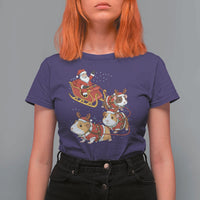 Funny Christmas Guinea Pig Lover Gift T Shirt For Women Santa Pig Sleigh Crew - Wonder Print Shop