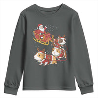 Funny Christmas Guinea Pig Lover Gift Youth Sweatshirt Santa Pig Sleigh Crew - Wonder Print Shop