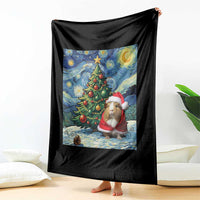 Santa Guinea Pig Starry Night Inspired Throw Blanket Funny Christmas Gift - Wonder Print Shop