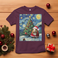 Santa Guinea Pig Starry Night Inspired T Shirt Funny Christmas Gift - Wonder Print Shop