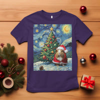 Santa Guinea Pig Starry Night Inspired T Shirt Funny Christmas Gift - Wonder Print Shop