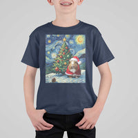 Santa Guinea Pig Starry Night Inspired T Shirt For Kid Funny Christmas Gift - Wonder Print Shop