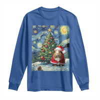 Santa Guinea Pig Starry Night Inspired Long Sleeve Shirt Funny Christmas Gift - Wonder Print Shop
