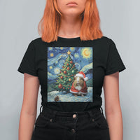 Santa Guinea Pig Starry Night Inspired T Shirt For Women Funny Christmas Gift - Wonder Print Shop