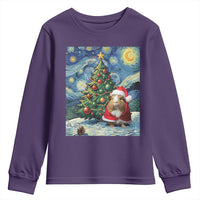 Santa Guinea Pig Starry Night Inspired Youth Sweatshirt Funny Christmas Gift - Wonder Print Shop