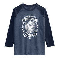 Vintage Pom Dog Mom Raglan Shirt Pomeranian Lover Gift