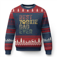 Best Yorkie Dad Ever Ugly Christmas Sweater Retro Vintage Yorkshire Terrier Gift