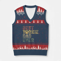 Best Yorkie Dad Ever V-Neck Knit Sweater Vest Retro Vintage Yorkshire Terrier Gift