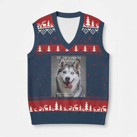 Funny Siberian Husky Meme V-Neck Knit Sweater Vest My Name Is Stop That