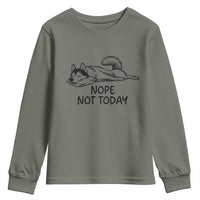 Nope Not Today Youth Sweatshirt Funny Siberian Husky Lazy Mood