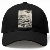 Vintage Japanese Ukiyoe Siberian Husky Baseball Cap Cute Sleeping Animal Gift