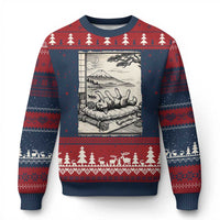 Vintage Japanese Ukiyoe Siberian Husky Ugly Christmas Sweater Cute Sleeping Animal Gift