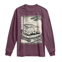 Vintage Japanese Ukiyoe Siberian Husky Long Sleeve Shirt Cute Sleeping Animal Gift