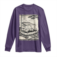Vintage Japanese Ukiyoe Siberian Husky Long Sleeve Shirt Cute Sleeping Animal Gift