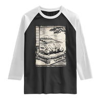 Vintage Japanese Ukiyoe Siberian Husky Raglan Shirt Cute Sleeping Animal Gift