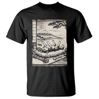 Vintage Japanese Ukiyoe Siberian Husky T Shirt Cute Sleeping Animal Gift