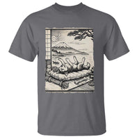 Vintage Japanese Ukiyoe Siberian Husky T Shirt Cute Sleeping Animal Gift