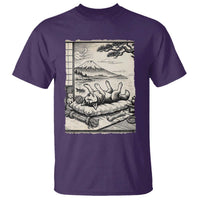 Vintage Japanese Ukiyoe Siberian Husky T Shirt Cute Sleeping Animal Gift