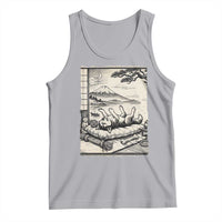 Vintage Japanese Ukiyoe Siberian Husky Tank Top Cute Sleeping Animal Gift