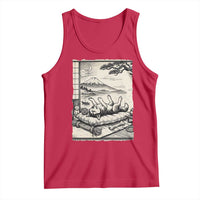 Vintage Japanese Ukiyoe Siberian Husky Tank Top Cute Sleeping Animal Gift