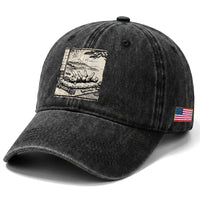 Vintage Japanese Ukiyoe Siberian Husky Washed Cotton Baseball Cap Cute Sleeping Animal Gift