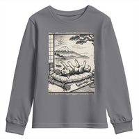 Vintage Japanese Ukiyoe Siberian Husky Youth Sweatshirt Cute Sleeping Animal Gift