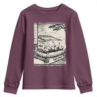 Vintage Japanese Ukiyoe Siberian Husky Youth Sweatshirt Cute Sleeping Animal Gift