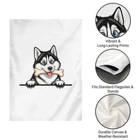 Cute Siberian Husky Puppy Garden Flag Chewing Bone Meme