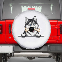 Cute Siberian Husky Puppy Spare Tire Cover Chewing Bone Meme
