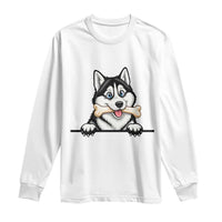 Cute Siberian Husky Puppy Long Sleeve Shirt Chewing Bone Meme