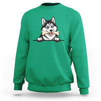 Cute Siberian Husky Puppy Sweatshirt Chewing Bone Meme