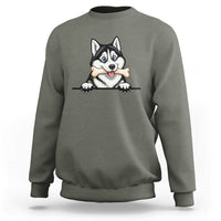 Cute Siberian Husky Puppy Sweatshirt Chewing Bone Meme