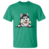 Cute Siberian Husky Puppy T Shirt Chewing Bone Meme