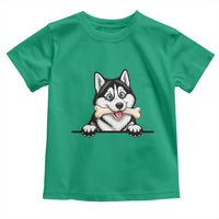 Cute Siberian Husky Puppy Toddler T Shirt Chewing Bone Meme