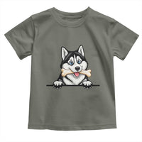 Cute Siberian Husky Puppy Toddler T Shirt Chewing Bone Meme