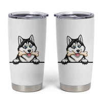 Cute Siberian Husky Puppy Tumbler Cup Chewing Bone Meme