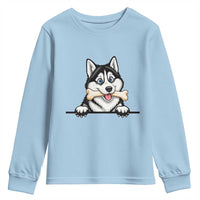 Cute Siberian Husky Puppy Youth Sweatshirt Chewing Bone Meme