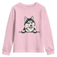 Cute Siberian Husky Puppy Youth Sweatshirt Chewing Bone Meme