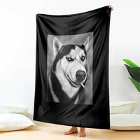 Smoking Siberian Husky Meme Throw Blanket Funny Dog Face Gift For Dog Lovers