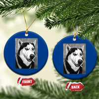 Smoking Siberian Husky Meme Ceramic Ornament Funny Dog Face Gift For Dog Lovers