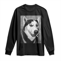 Smoking Siberian Husky Meme Long Sleeve Shirt Funny Dog Face Gift For Dog Lovers