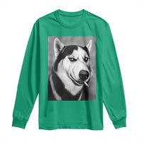 Smoking Siberian Husky Meme Long Sleeve Shirt Funny Dog Face Gift For Dog Lovers