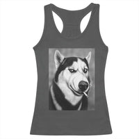 Smoking Siberian Husky Meme Racerback Tank Top Funny Dog Face Gift For Dog Lovers