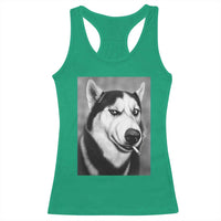 Smoking Siberian Husky Meme Racerback Tank Top Funny Dog Face Gift For Dog Lovers