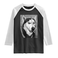 Smoking Siberian Husky Meme Raglan Shirt Funny Dog Face Gift For Dog Lovers