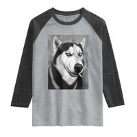Smoking Siberian Husky Meme Raglan Shirt Funny Dog Face Gift For Dog Lovers