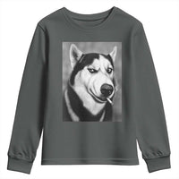 Smoking Siberian Husky Meme Youth Sweatshirt Funny Dog Face Gift For Dog Lovers