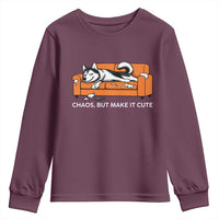 Mischievous Husky Owner Gift Youth Sweatshirt Chaos But Make It Cute