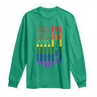 Pride Month Rainbow Flag Graphic Long Sleeve Shirt Lesbian Gay LGBT America Flag