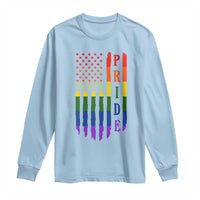 Pride Month Rainbow Flag Graphic Long Sleeve Shirt Lesbian Gay LGBT America Flag